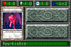 Ryu-kishin (ガーゴイル) — level 2 Spellcaster — 1 heart, attack 10, defence 10 — faces Sum Sum Sum Atk2 Mov Atk2