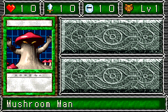 Mushroom Man (きのこマン) — level 1 Beast — 1 heart, attack 10, defence 10 — faces Sum Sum Sum Sum Atk2 Mag