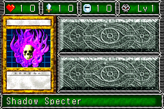 Shadow Specter (ヘルバウンド) — level 1 Undead — 1 heart, attack 10, defence 10 — faces Sum Sum Sum Sum Atk2 Mag