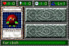 Kuriboh (クリボー) — level 1 Spellcaster — 1 heart, attack 10, defence 10 — faces Sum Sum Sum Sum Atk4 Def2