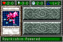 Ryu-kishin Powered (ガーゴイル・パワード) — level 2 Spellcaster — 2 hearts, attack 30, defence 20 — faces Sum Sum Sum Mov2 Atk Def