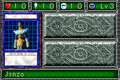 Jinzo (人造人間　サイコ・ショッカー) — level 3 Warrior — 1 heart, attack 10, defence 10 — faces Sum Sum Def2 Mov Atk3 Tra