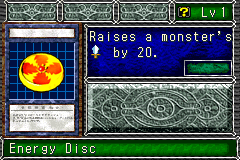 Energy Disc (パワーアップゾーン) — level 1 Item — 0 hearts, attack 0, defence 0 — faces Sum Sum Sum Sum Mov4 Mov3 — Raises a monster's ATK by 20.