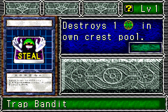 Trap Bandit (凄腕の盗賊) — level 1 Item — 0 hearts, attack 0, defence 0 — faces Sum Sum Sum Sum Tra Mov — Destroys 1 trap in own crest pool.