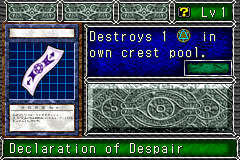 Declaration of Despair (ヴァンパイアの護符) — level 1 Item — 0 hearts, attack 0, defence 0 — faces Sum Sum Sum Sum Mov2 Mag — Destroys 1 magic in own crest pool.