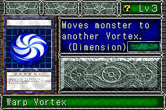 Warp Vortex (ワープホール) — level 3 Item — 0 hearts, attack 0, defence 0 — faces Sum Sum Mov Tra Atk Def — Moves monster to another Vortex. (Dimension)