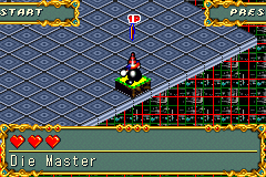 The board as the game draws it in this cup: grey tiles over black crossed by red lines, your Die Master on its square.