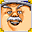 An old man with a wide, round face, a white moustache and a cap, smiling.