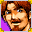 Brown hair and a moustache.