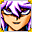 Spiky white hair, sharp eyes.