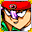 A red cap pulled low, a smirk.
