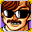 Dark sunglasses and a moustache.