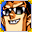 Dark sunglasses, a grin.