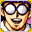 Round glasses, a grin.