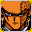 A bald man with markings on his face.